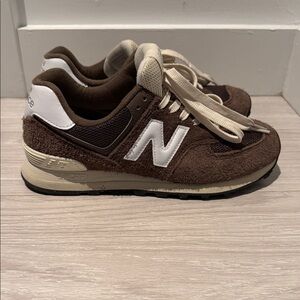 New Balance Brown and White Sneakers